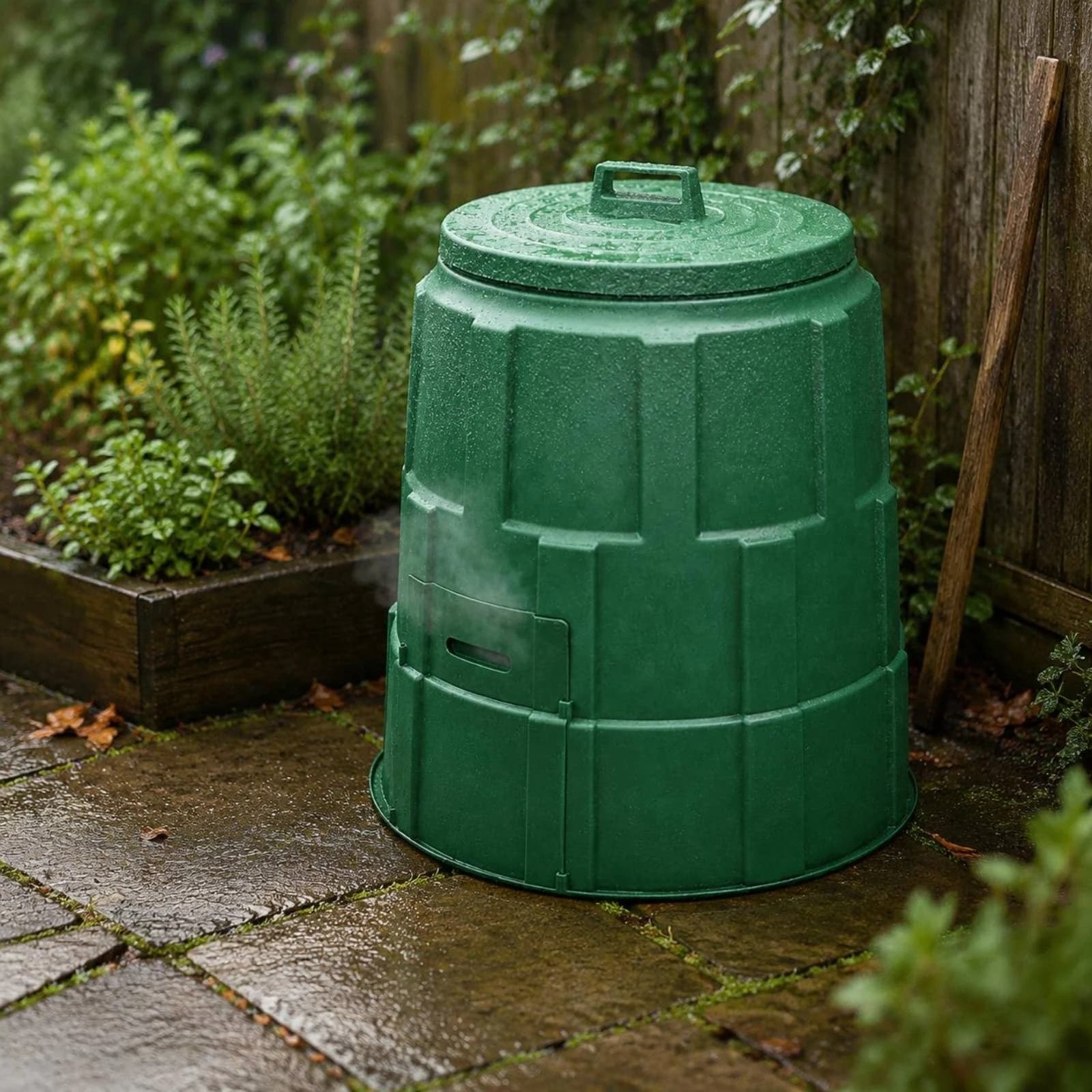 Garden Waste Fermenter Weather Resistant Outdoor Compost Bin Composter Self-Turning for Yard