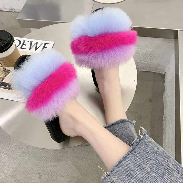 Women's Slippers Strong Size 2026 Spring Autumn Fur with Thick Bottom, Home Slippers in Hot and Fashionable Cotton with Single Band