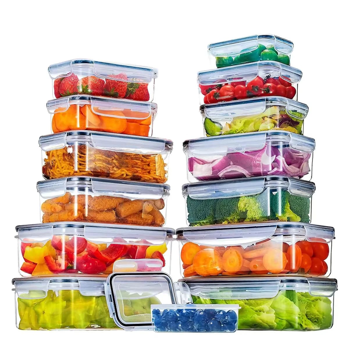34PCS-Assorted Size Airtight Food Storage Containers with Lids, Clear Stackable Boxes for Fridge, Freezer & Pantry, Meal Prep & Leftover Organizer