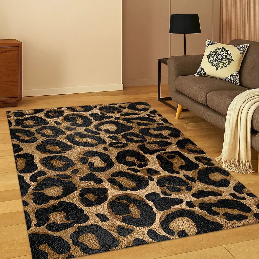 Tappeto da soggiorno con stampa leopardata Tappeto da camera da letto Tappetino antiscivolo Tappetino da terra per sala studio Tappeti morbidi facili da pulire Regalo