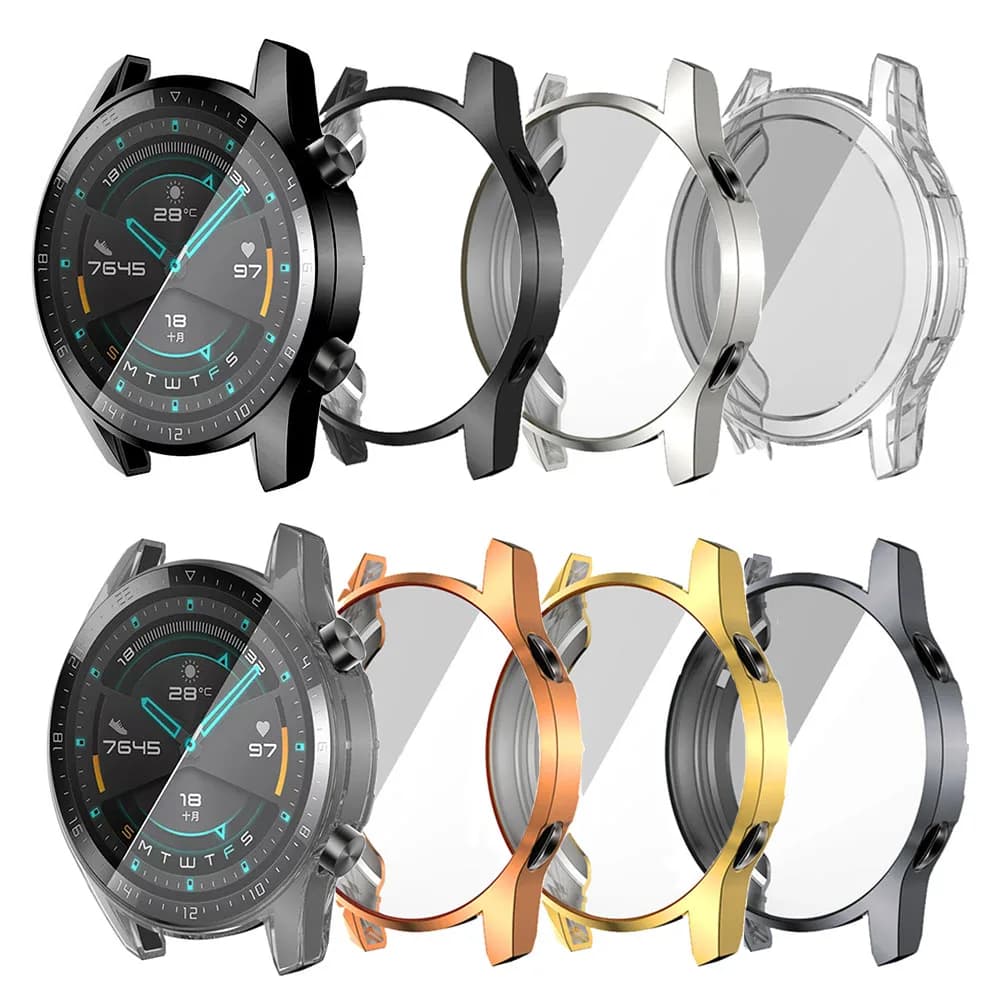 Custodia protettiva in TPU per Huawei Watch GT2 46mm Protezione per schermo intero Shell Frame Cover per paraurti