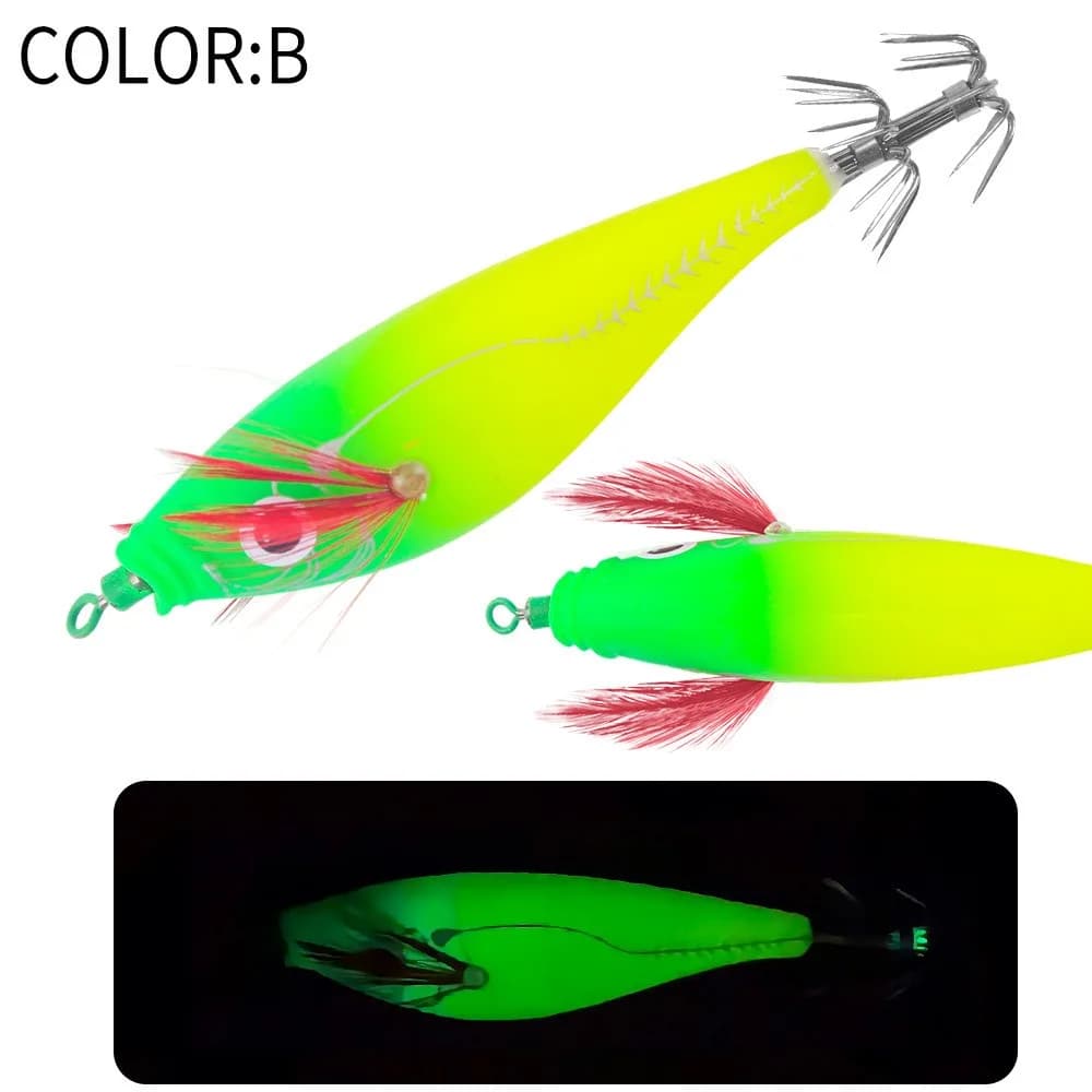 Wobbler 80mm 7g Squid Jig Luminoso con Perline sonore Affondamento lento Richiamo Webfoot Orizzontale Esche da pesca in mare Pesca al polpo