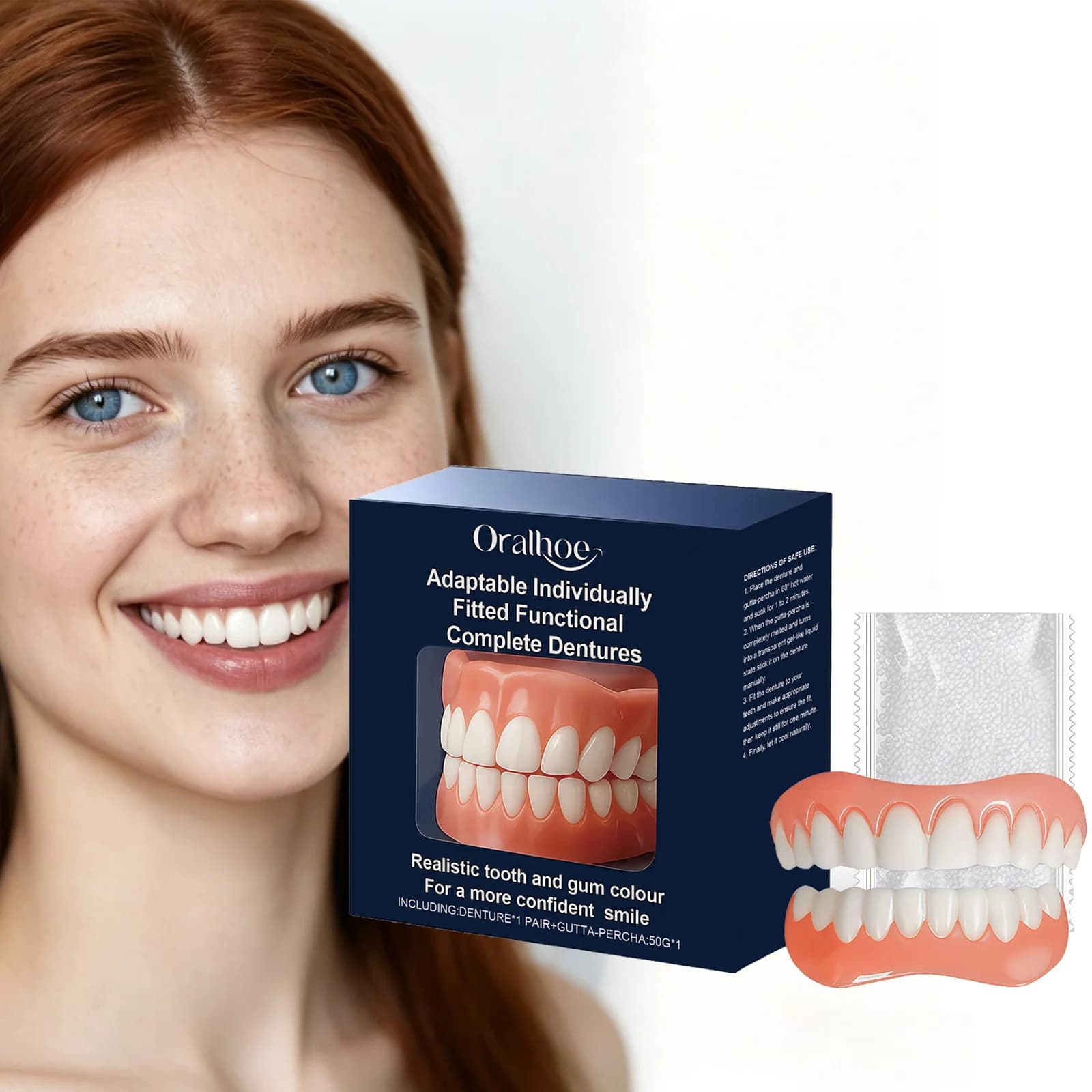 Protesi Dentarie Regolabili, Set Completo Sbiancante in Silicone, Protesi Temporanee Ortodontiche, Denti Finti per Uso Orale