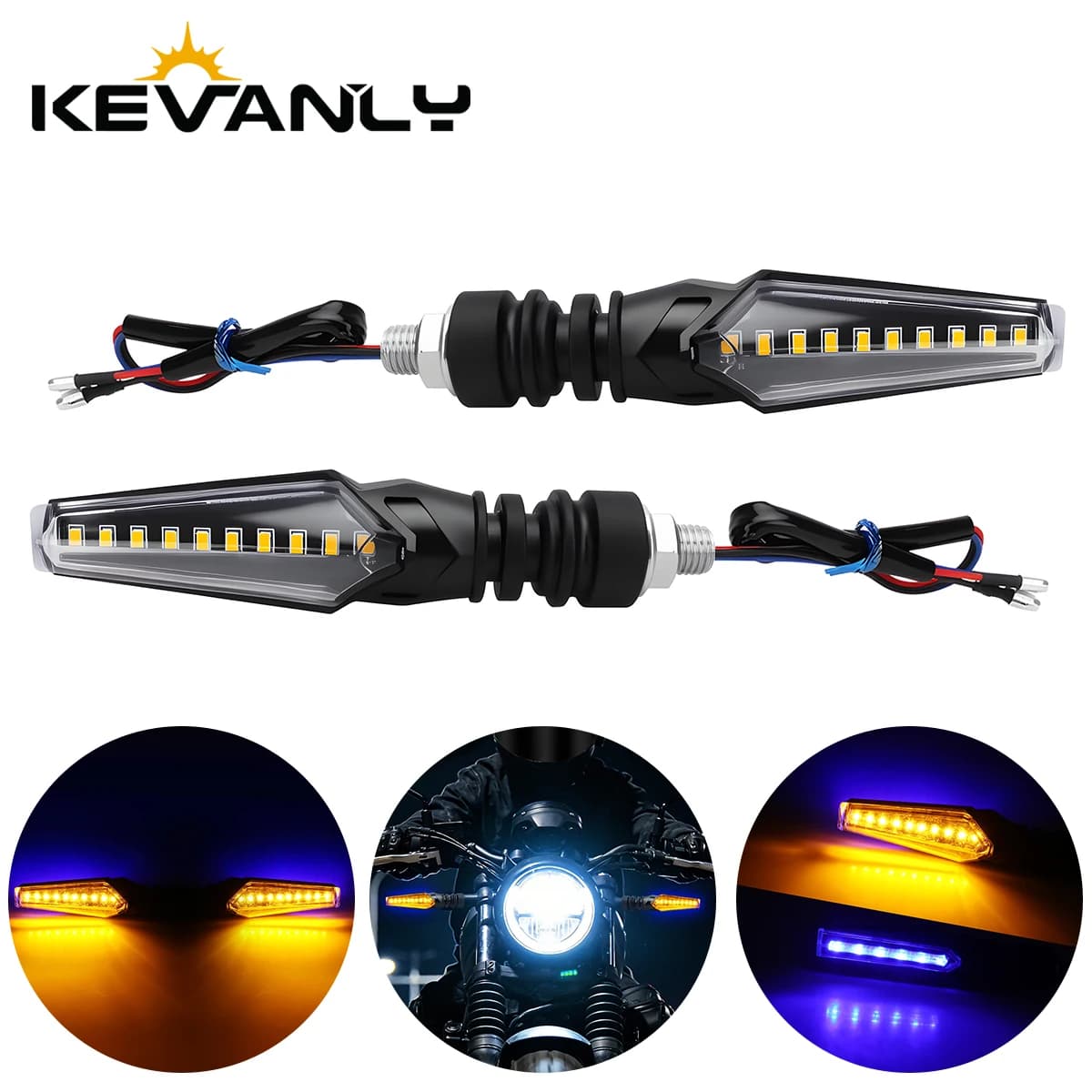 1/2 Coppia di Indicatori di Direzione Universali per Moto, Luci Blu e Ambra Anteriori e Posteriori 12V per Italika KTM Kawasaki Yamaha Suzuki