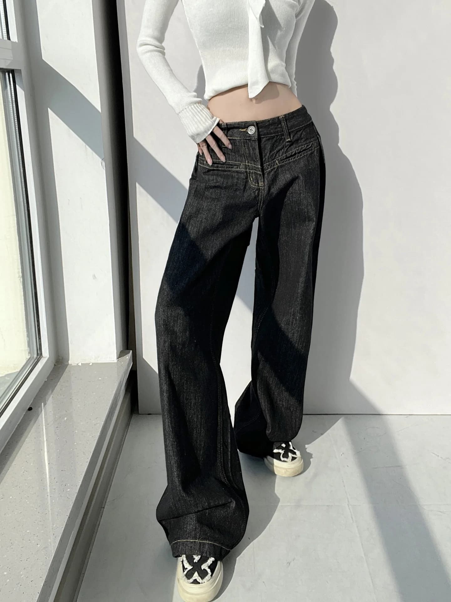 American Retro Original Color Knife Jeans Women's Washed Loose Slimming Versatile Trendy Jeans Cotton Village Brand