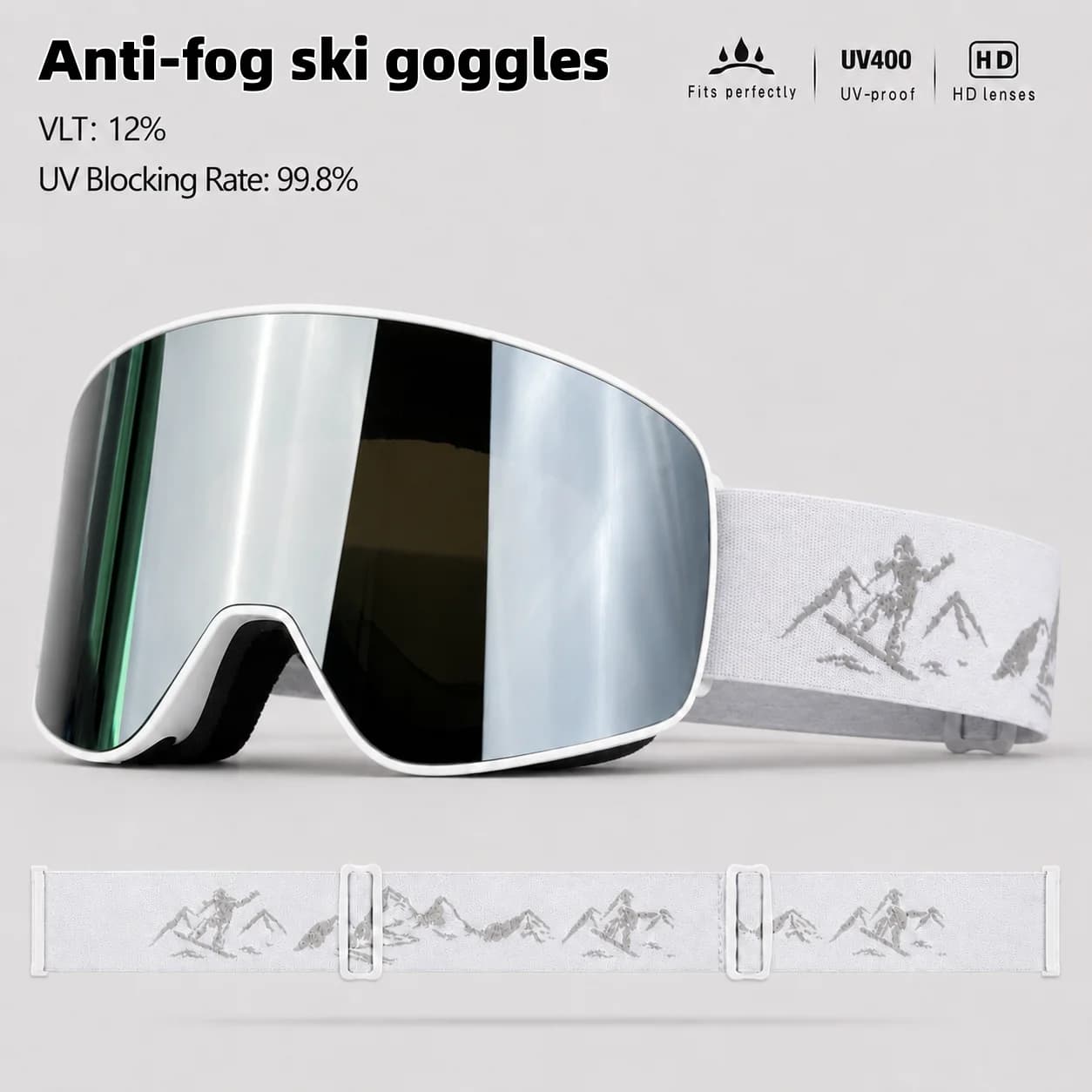Unisex Outdoor Anti-Fog Ski Goggles, Winter Snow Sports Goggles, UV400 UV Protection, Double-Layer Anti-Fog Snowboard Goggles