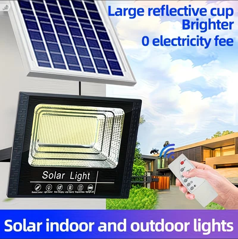 Fari LED Solari da Esterno, Riflettori Solari 30W con Telecomando per Giardino e Strada