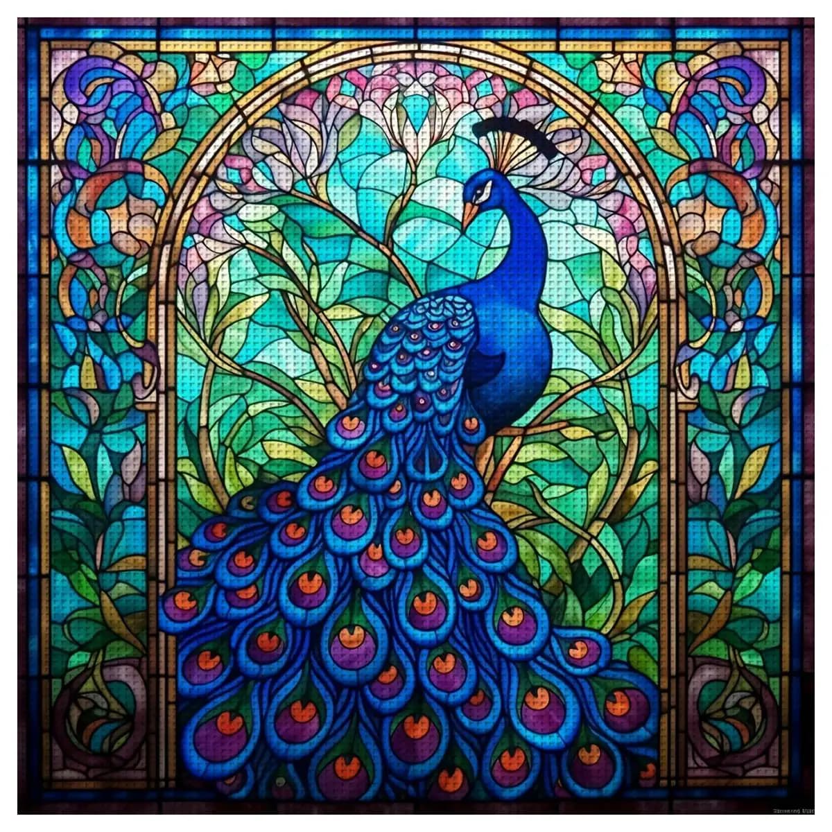1pc 40X40CM/15.74inch Peacock stamped cross stitch kit DIY kit 11CT/14CT DIY Embroidered set DIY Cross-Stitch Set