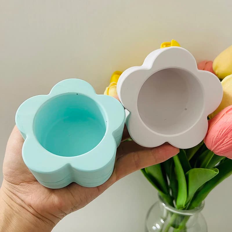 Flower Candle Cup Cement Mold Candlestick Silicone Mold Plaster Epoxy Resin Plum Blossom Shape Candle Vessel Mold