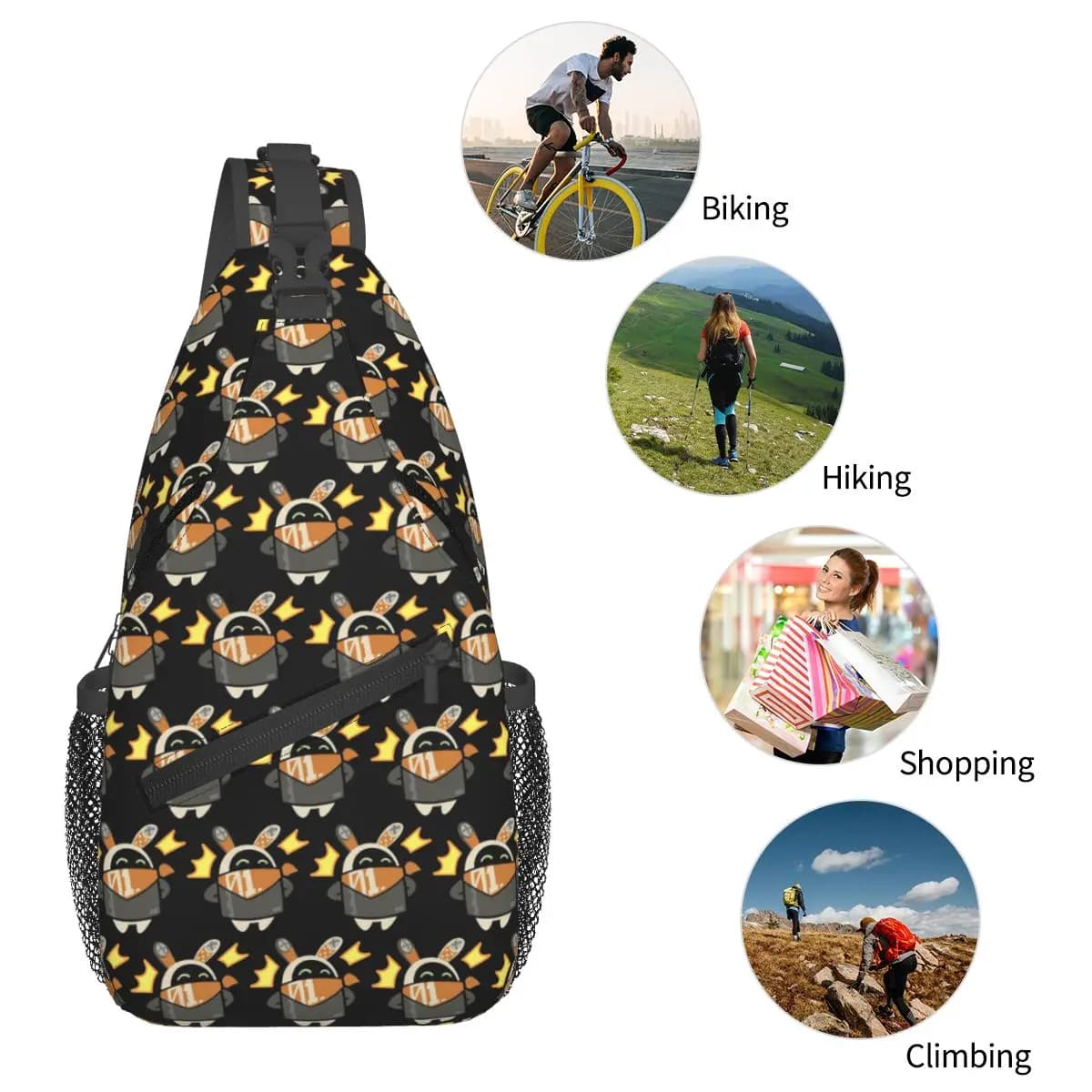 Bangboo Zenless Zone Zero Borsa da petto da uomo Sling Crossbody Zaino Borsa da petto Viaggio Escursionismo Zaino Borsa a tracolla