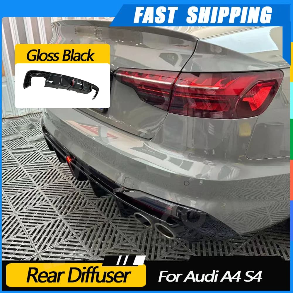 JMCARCOOL For Audi A4 S4 2020-2024 Non Standard ABS Auto Bumper Rear Rear Diffuser Rear With LED Spoiler Auto Tuning Accessories