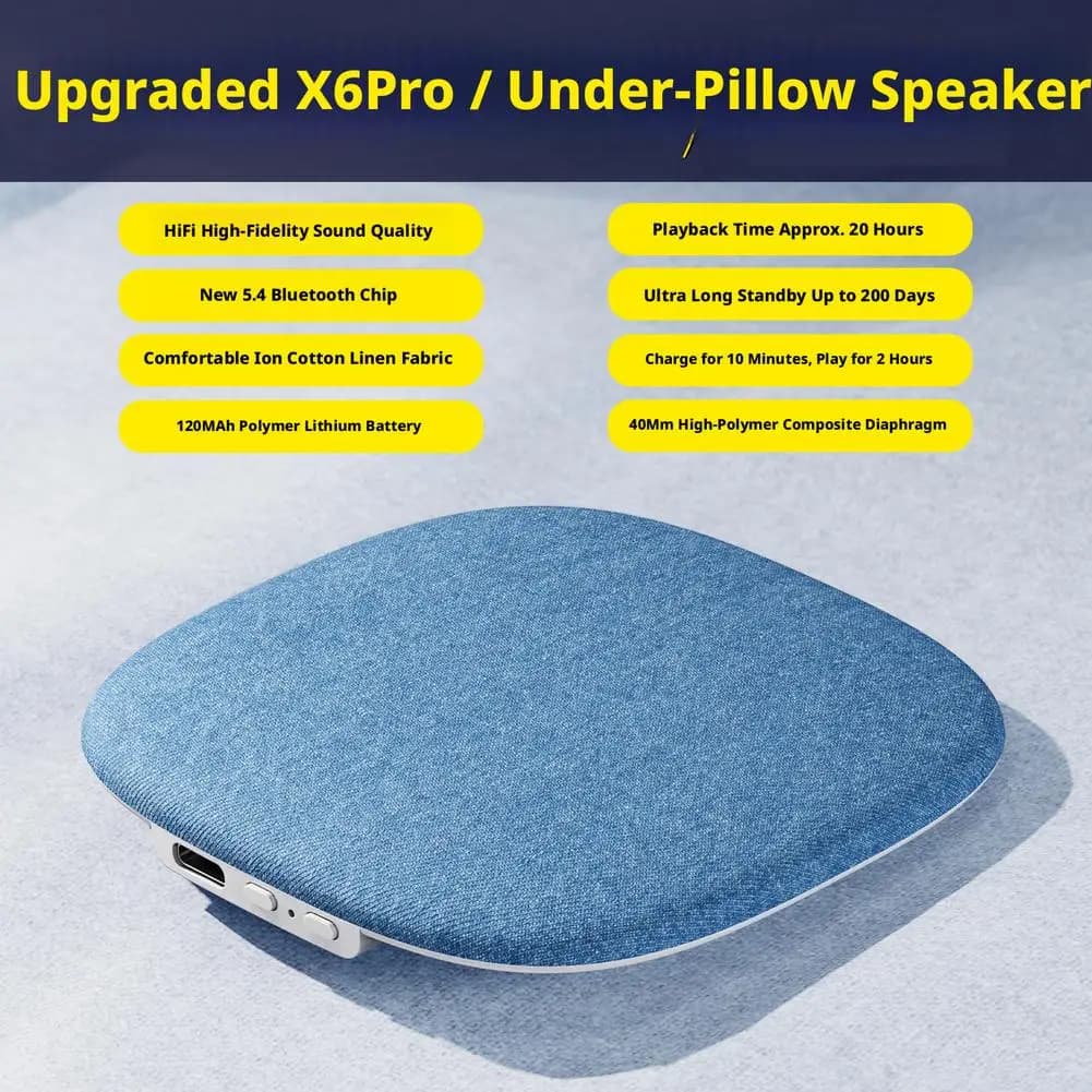 Cuscino Intelligente per il Sonno con Altoparlante Controllato tramite APP Bluetooth con Rumore Bianco per un Sonno Profondo