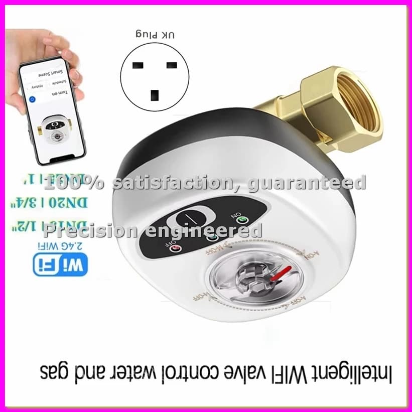 Intelligent WIFI Valve Controller with Remote Control via APP, Wireless Ball Valve Automated for Water Interruption, for UK Plug DN20-BCBW