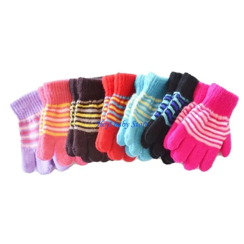 Q1FE GLOVE FINE GLOVI FULLI GUASI STRIPE MITTENS INVERNO AUTUNGHI GUIGLIO CAGLIO UNIVERSALI
