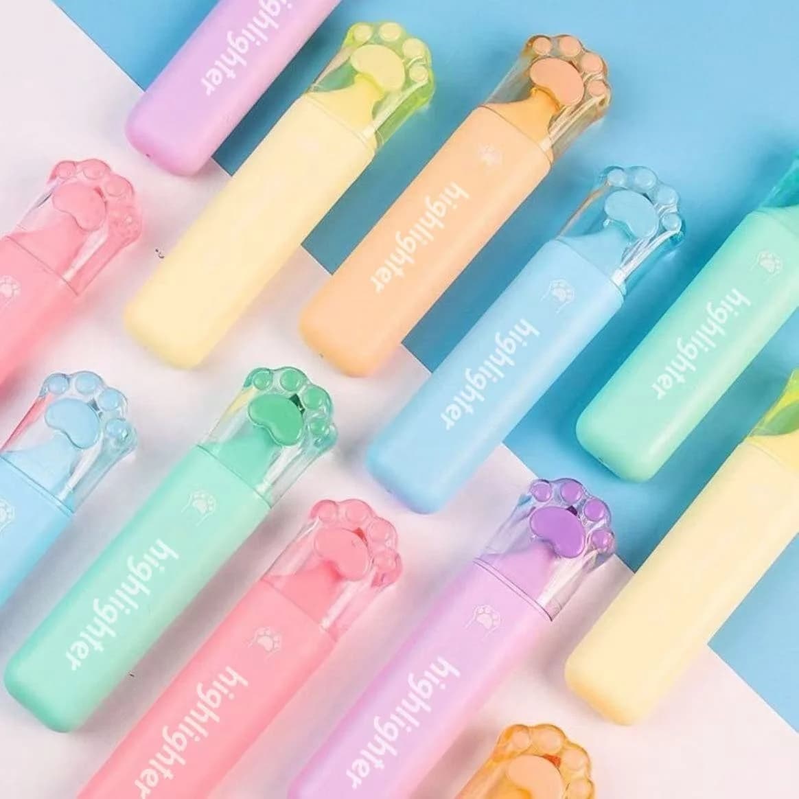 Set di 6 Evidenziatori a Forma di Zampa di Gatto, Colori Pastello, Articoli per Ufficio e Scuola, Cancelleria Carina per Bambini e Insegnanti