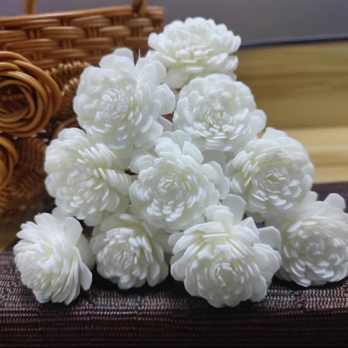 10 diffuser sticks of aromas and combination of white foam flowers, diffuser sticks of aromatherapy aromas, essential fiber sticks