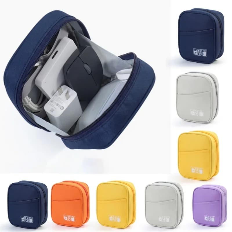 Adattatore per custodia digitale quadrata portatile Cavo dati di alimentazione Cuffie Mouse Custodia da viaggio portatile impermeabile per organizer
