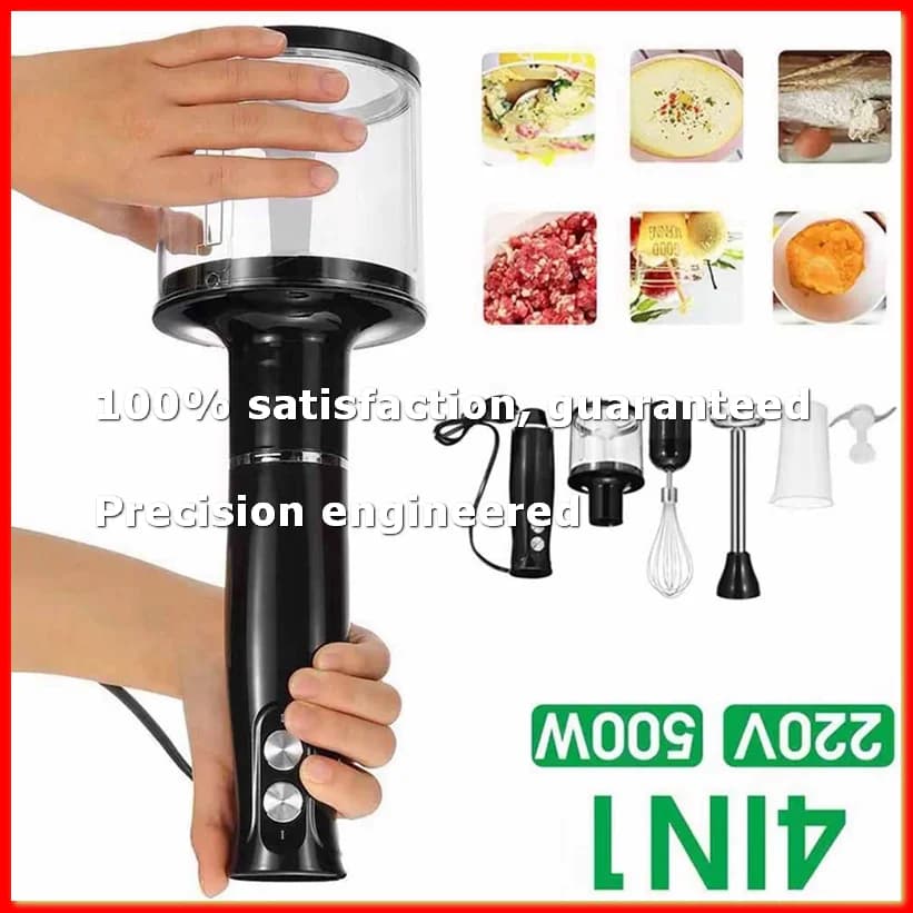 Frullatore a Immersione 4 in 1 ad Alta Potenza con Tritatutto e Bicchiere per Smoothie, Lama per Ghiaccio in Acciaio Inox, Spina EU - ROWI