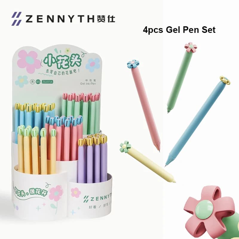4 pz Fiore Penna Gel 0.5mm Nucleo Estetica Penne Firma per Capretto Ragazza Adolescente Studente Adulto Scrittura Notatura Journaling Forniture Carine