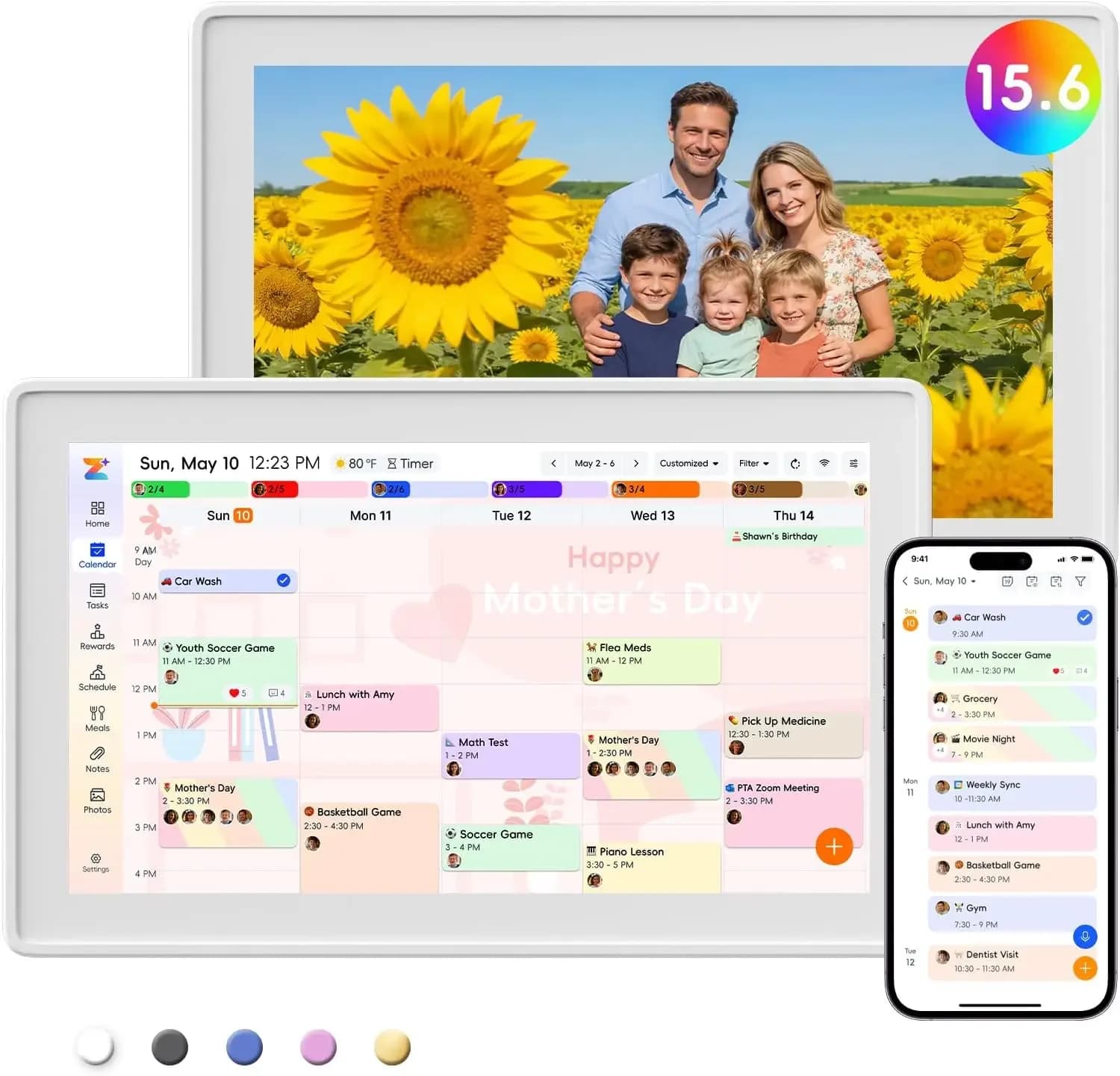 Cornice Calendario Digitale da 15.6 Pollici – Calendari Elettronici Interattivi con Touchscreen, Pianificatore Familiare Intelligente per Orari, Visualizzazione Foto, Me