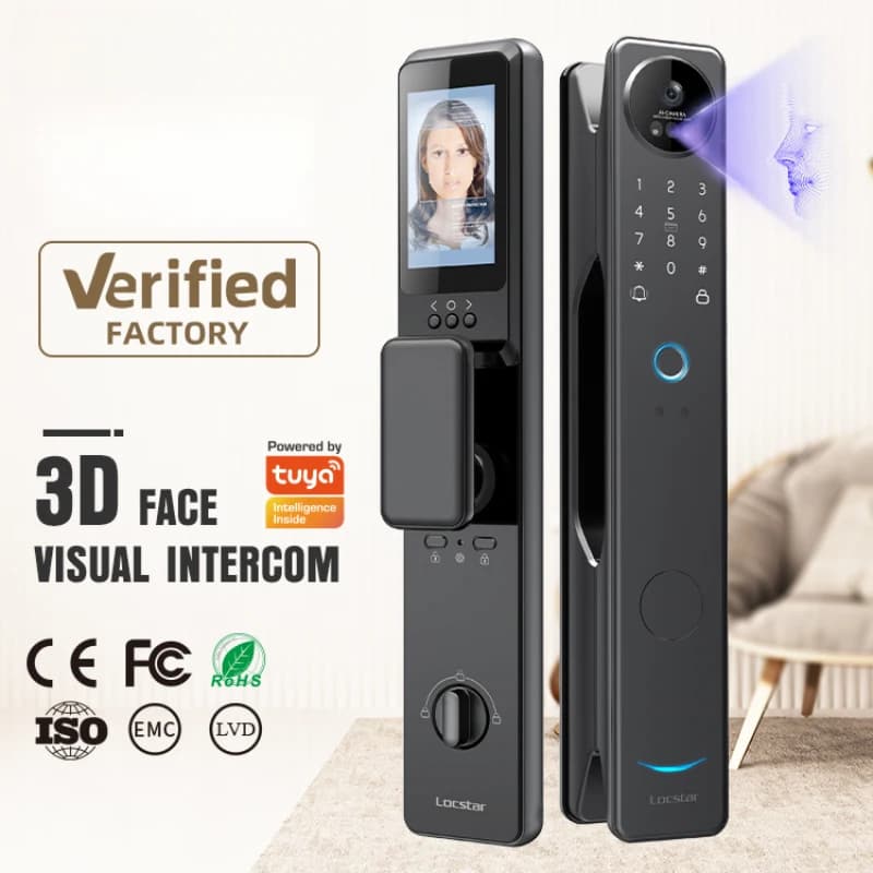 Serratura Intelligente Impermeabile Tuya Wifi con Riconoscimento Facciale, NFC, Sblocco Tramite Vena del Palmo, Telecamera e Impronta Digitale