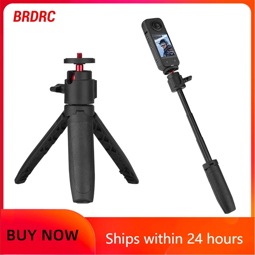 BRDRC Mini treppiede per fotocamera allungabile per DJI Pocket 3/Insta360 X5/Action 5 Pro/Gopro Camera Vlog Travel Selfie Stick Maniglia Grip