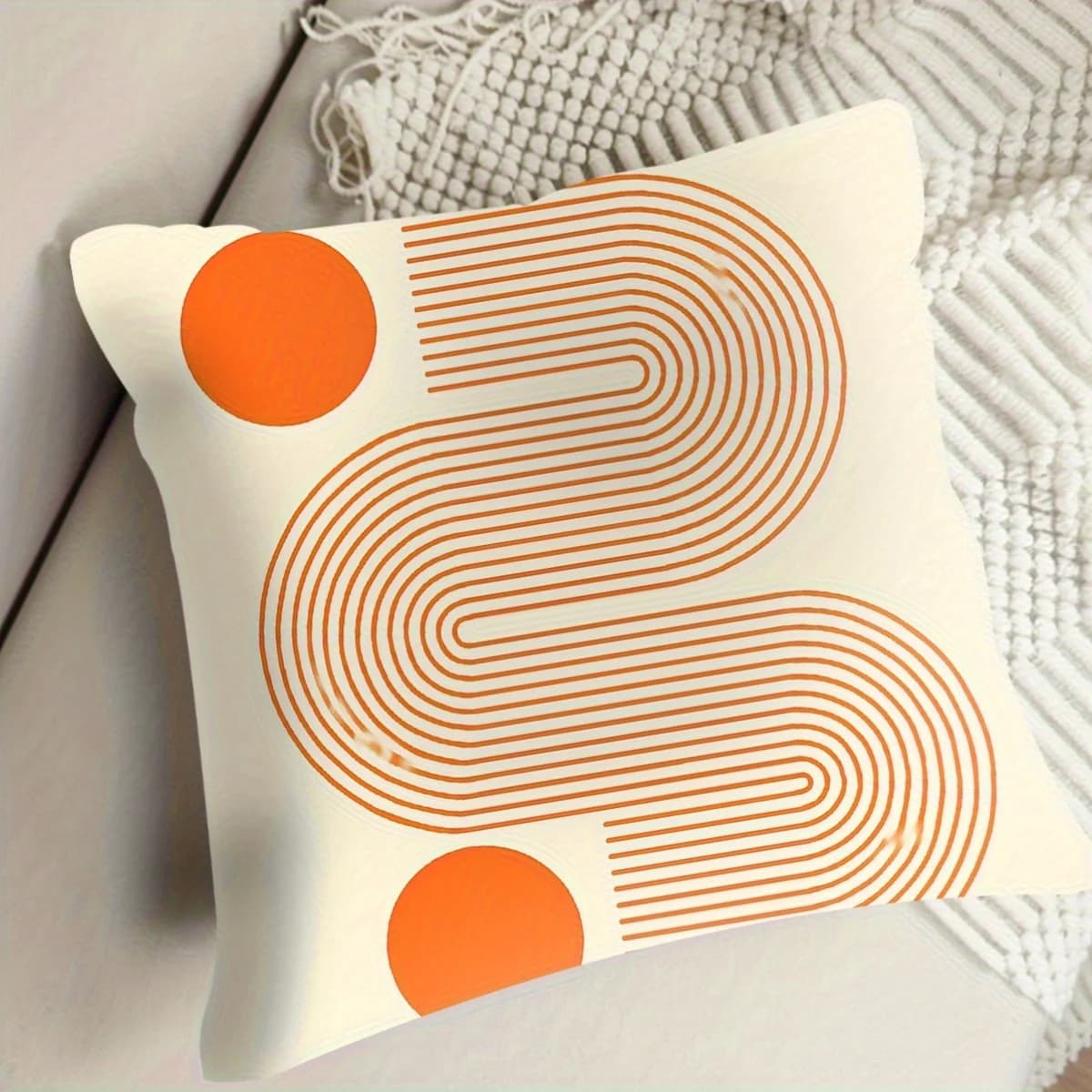 1 fodera per cuscino in peluche corto, stile Bauhaus, con motivo astratto nordico, per soggiorno, camera da letto, decorazioni primaverili ed estive