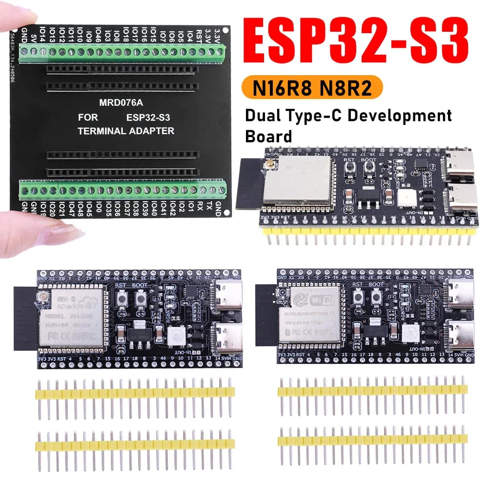 ESP32-S3 N16R8 Double Type C Development Card Wireless Modules WiFi 2.4G WROOM-1-N16R8 ESP32-S3-DevK Expansion Board for Arduino