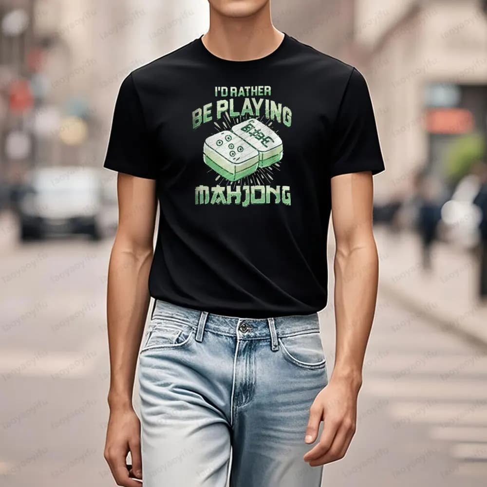 Mahjong Tiles Player Chinese Board Gaming Lover Solitaire T-shirt classica Uomo Donna Casual Estate Girocollo in cotone Manica corta