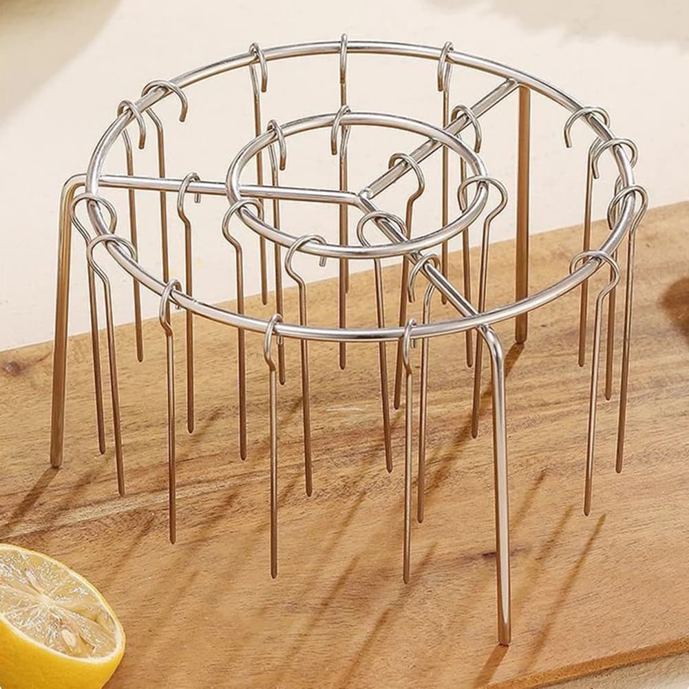 Friggitrice ad aria Griglia speciale Griglia per spiedini per friggitrice ad aria in acciaio inossidabile per grigliare all'aperto domestico Utensile da cucina per griglia circolare