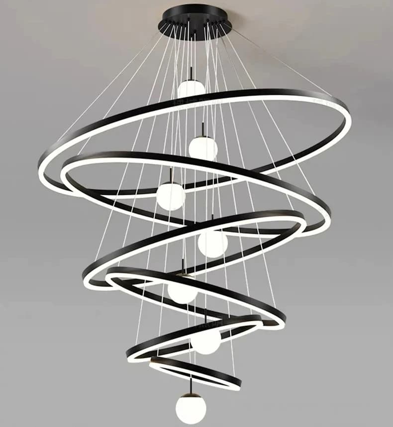 Lampadario a Sospensione LED Moderno con Anello Dorato, Semplice Illuminazione per Soggiorno, Camera da Letto, Sala da Pranzo, Decorazione Casa