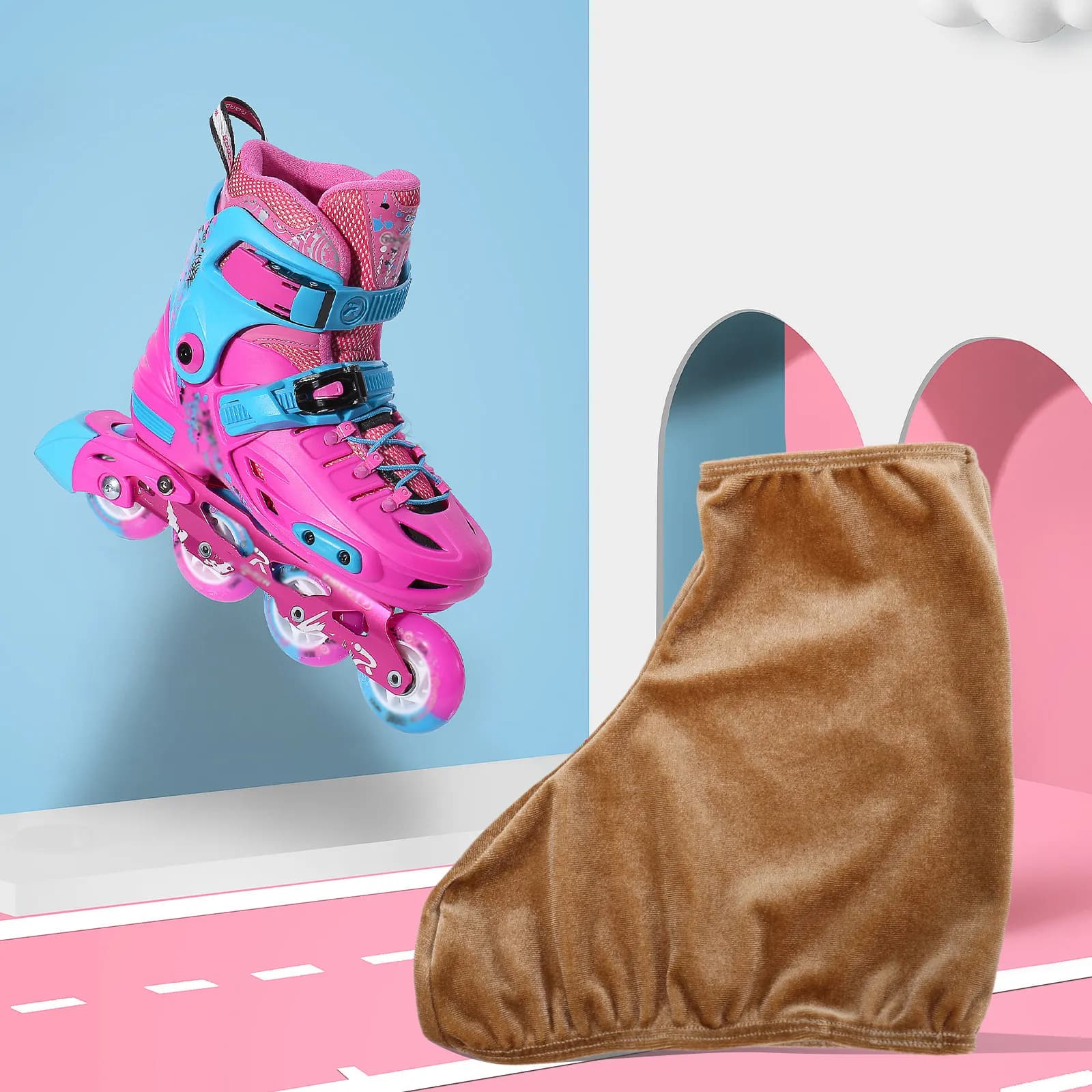 1 Paio di Copriscarpe Elastici in Poliestere per Pattini da Ghiaccio, Pattini Artistici e a Rotelle, Protezione Lavabile e Resistente all'Usura