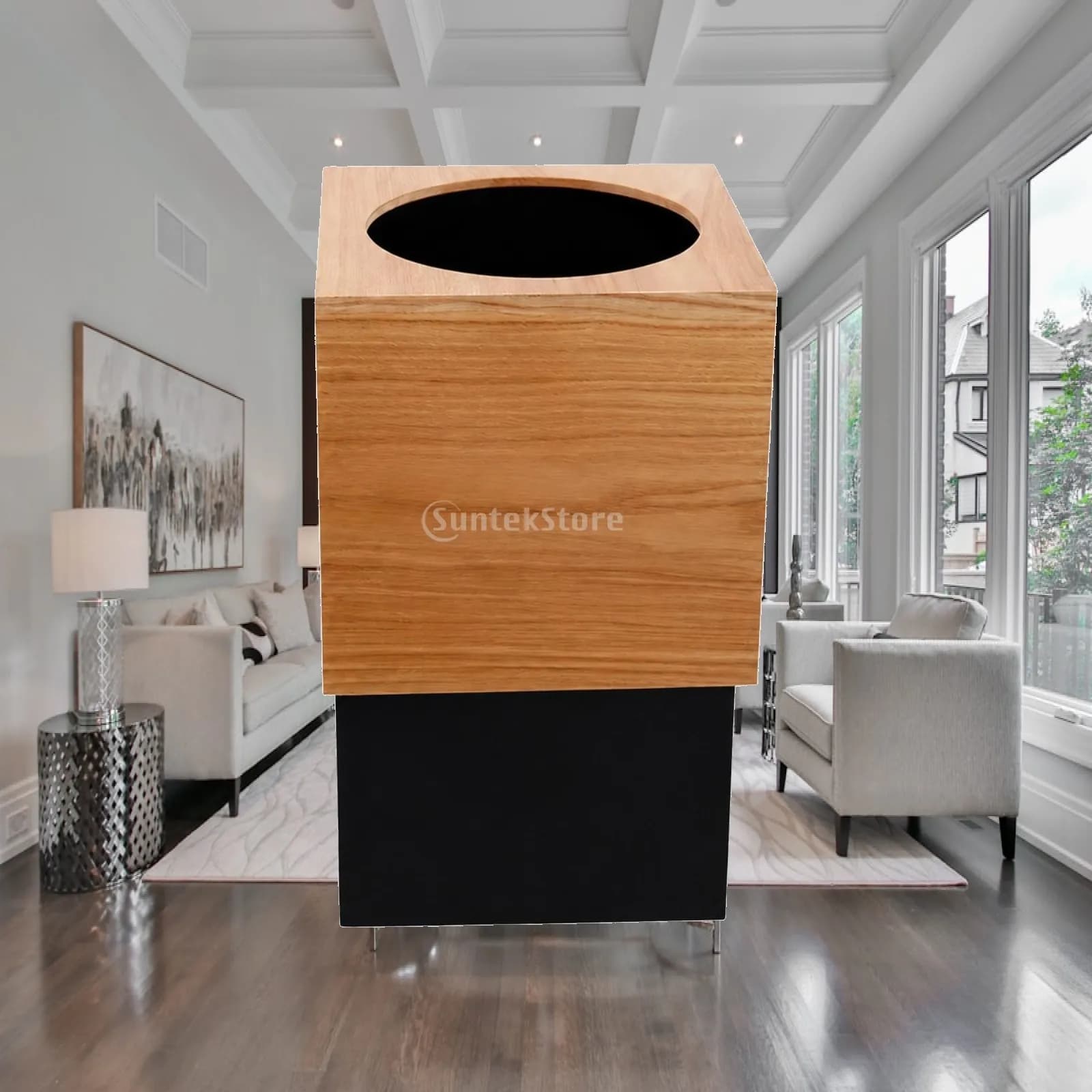 Wooden Waste Bin Freestanding Waste Bin with Inner Container Small Wooden Trash Can Slim Wastebasket Narrow for Living Room