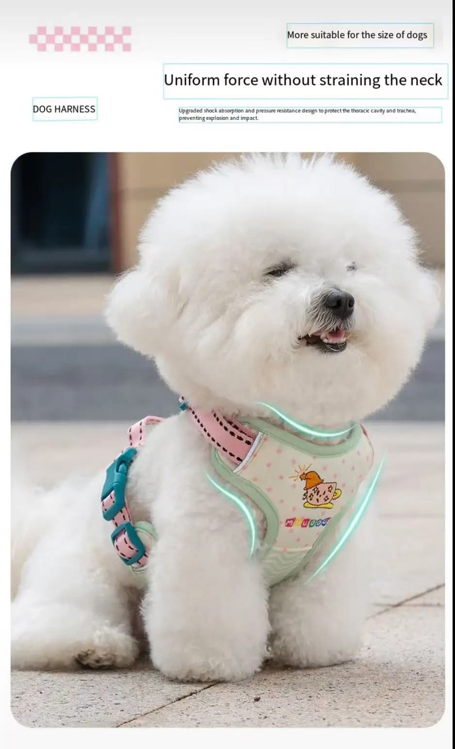 Vest-style dog leash for dogs. Teddy small dog, Pomeranian, Beagle harness for dog walking. Dog leash, dog chain.