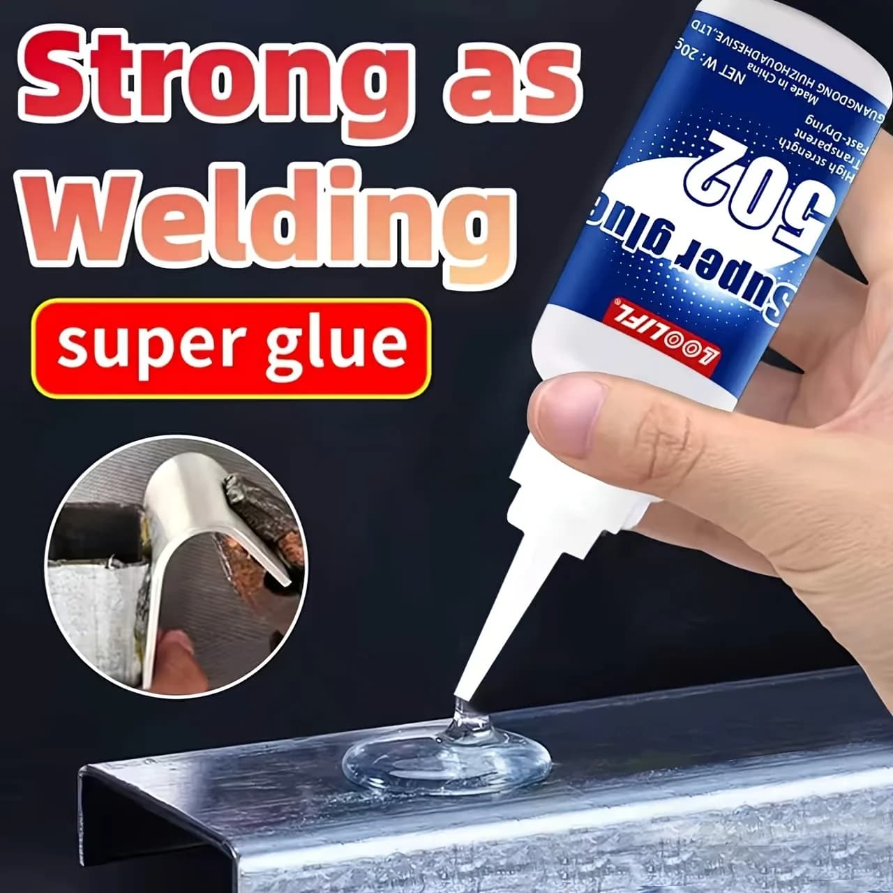 502 Super Glue Instant Strong Adhesive for Metal Stainless Steel Aluminum Plastic Glass Wood Ceramic Quick Dry Cyanoacrylate Glu