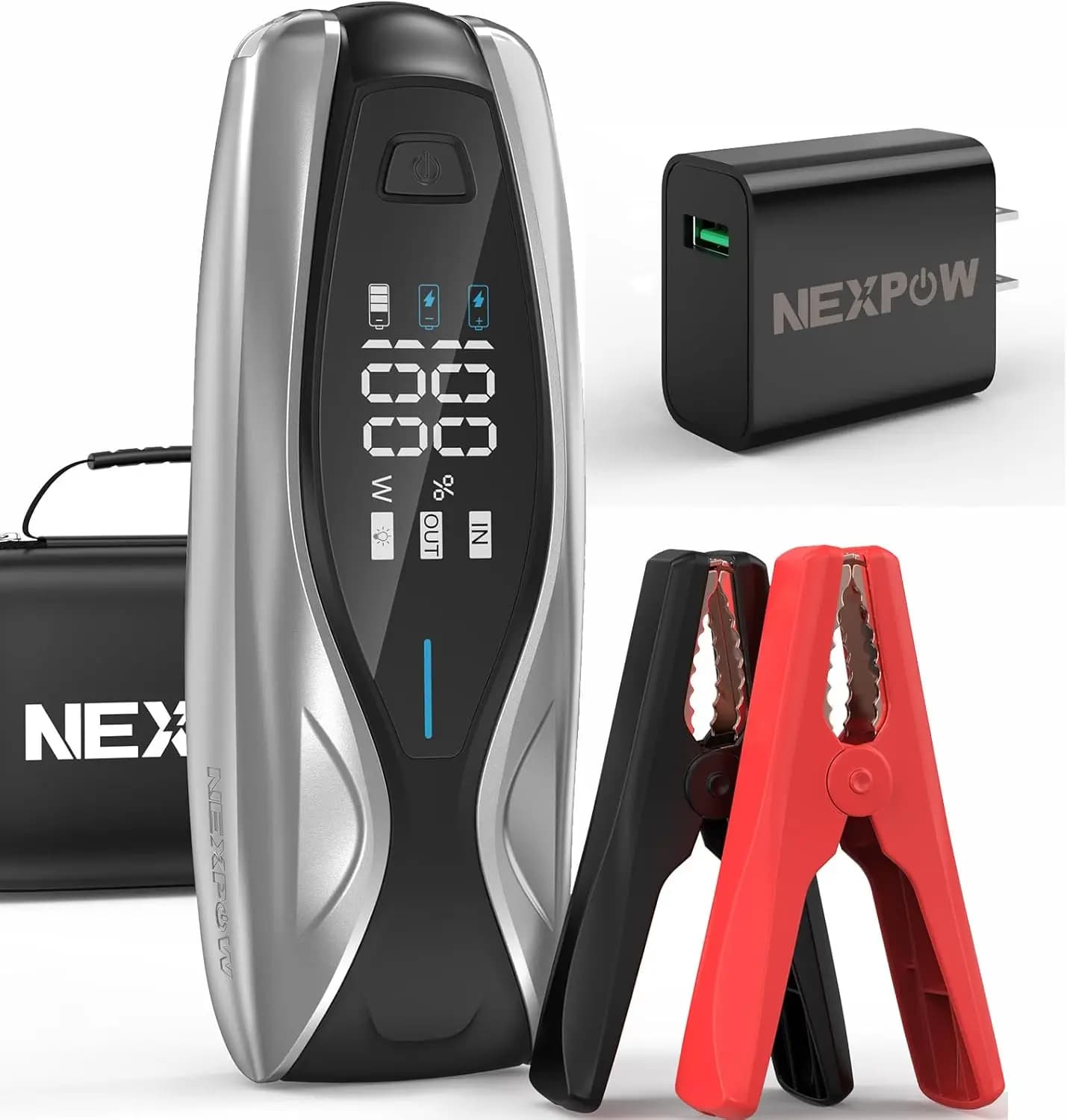 Avviatore di emergenza per auto X7 3000A + caricabatterie USB-C da 18 W, batteria da 12 V per motori diesel da 12 litri a gas e 10 litri