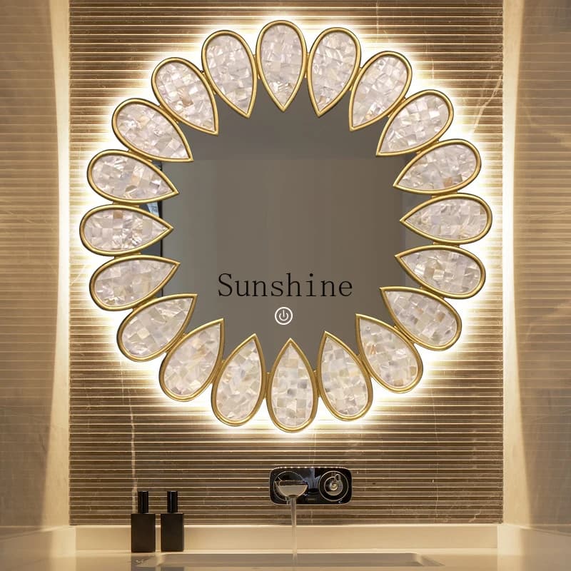 Camino decorativo lato pranzo bagno intelligente Specchio per il trucco di lusso leggero rotondo europeo