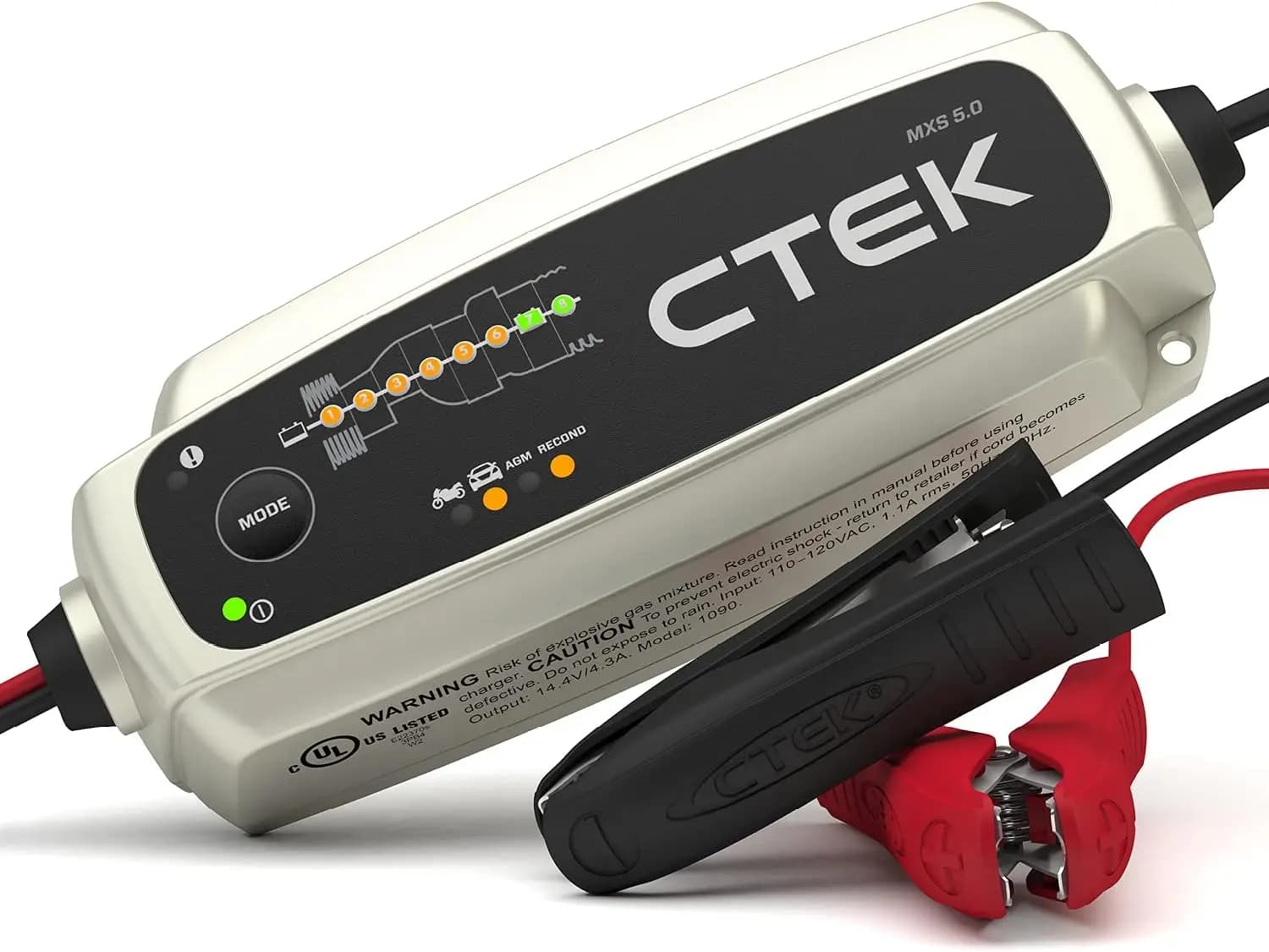 Fully automatic 12 V battery charger and handler with 4.3 A output for cars, bicycles, camper van - Spray design