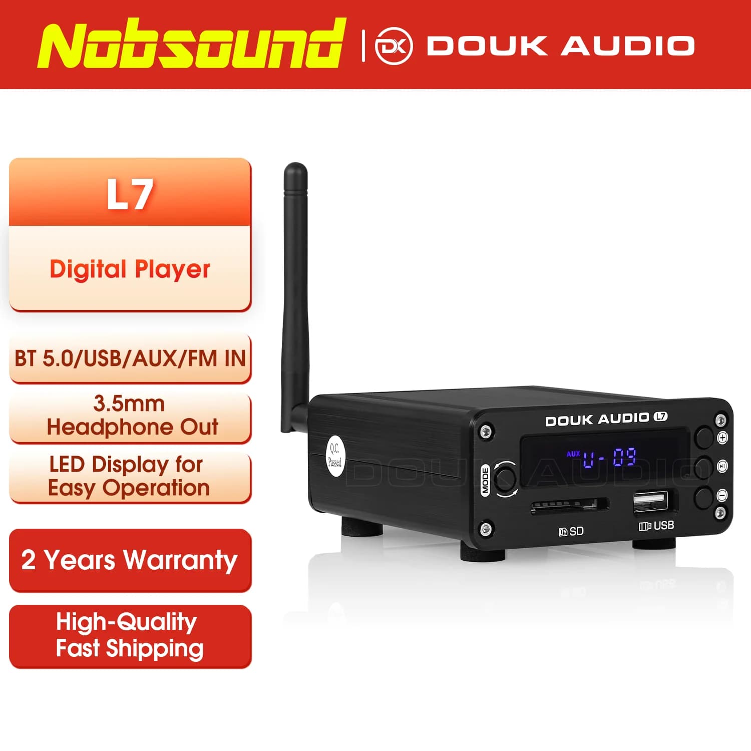 Nobsound HiFi Bluetooth 5.0 Ricevitore DAC Stereo Audio Preamplificatore USB del Giocatore di Musica Radio FM amplificatore Per Cuffie Supporta U-Disk SD