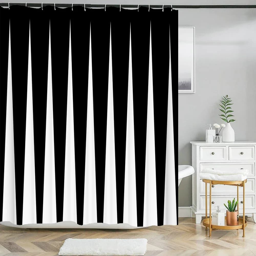 Strisce bianche nere Modello Texture Tende da doccia Geometria Bagno Tenda da bagno in poliestere impermeabile Decorazioni per la casa con ganci