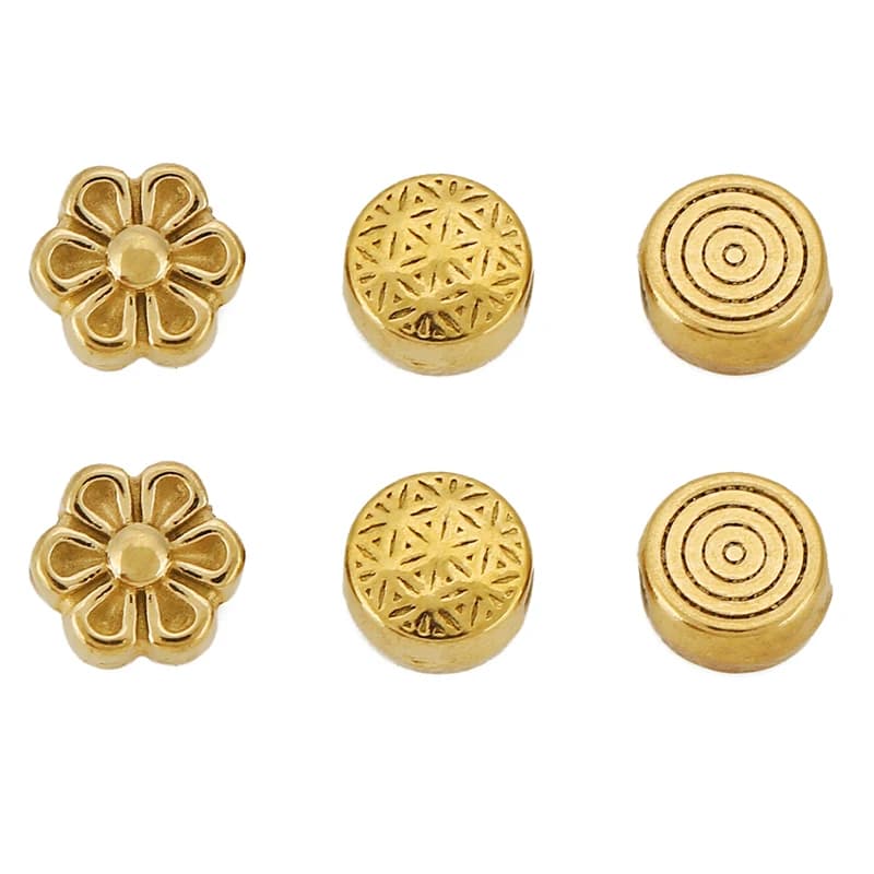 10 pezzi di perline per collana con foro grande da 6 mm, perline distanziatrici in acciaio inossidabile PVD che non sbiadiscono mai, per la creazione di gioielli fai da te, forniture per braccialetti