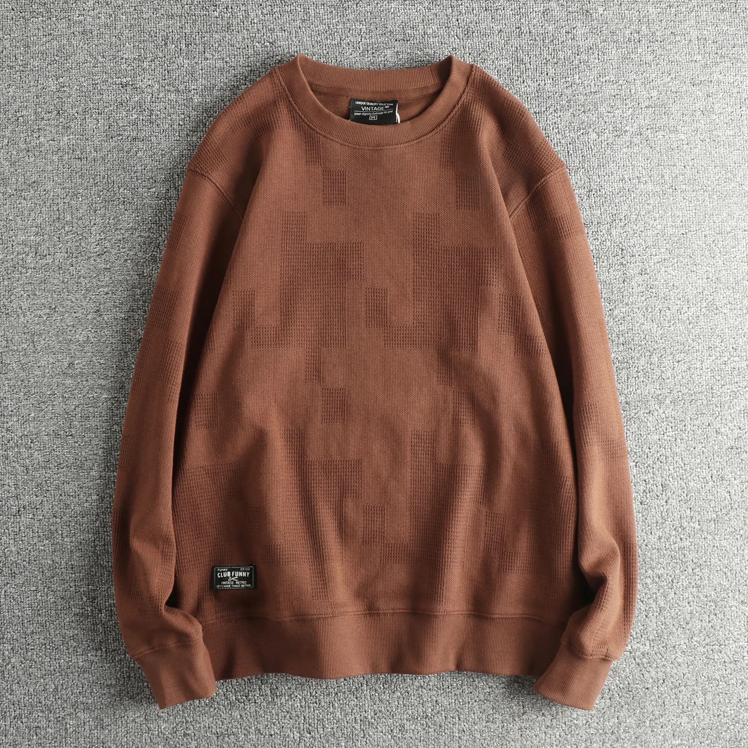 Autumn New American Retro Heavyweight Jacquard Knitted Sweatshirts Men's Fashion Washed Hoodies Casual High Quality Pullovers