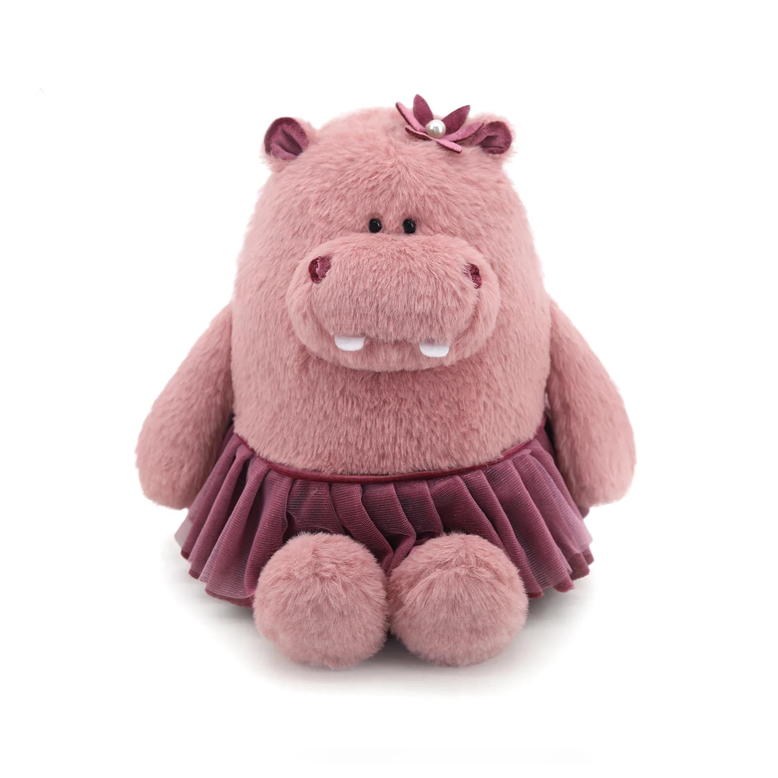 Simpatico peluche ippopotamo rosa con gonna tutù, bambola di peluche morbida per ragazze, regalo di compleanno che abbraccia l'arredamento della camera del cuscino