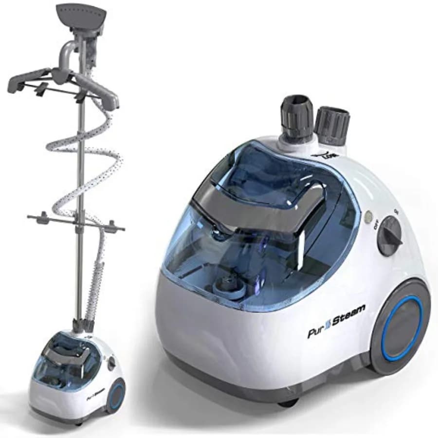 PurSteam Standing Garment Steamer for Clothes with Wheels Fabric Brush Ironing Board