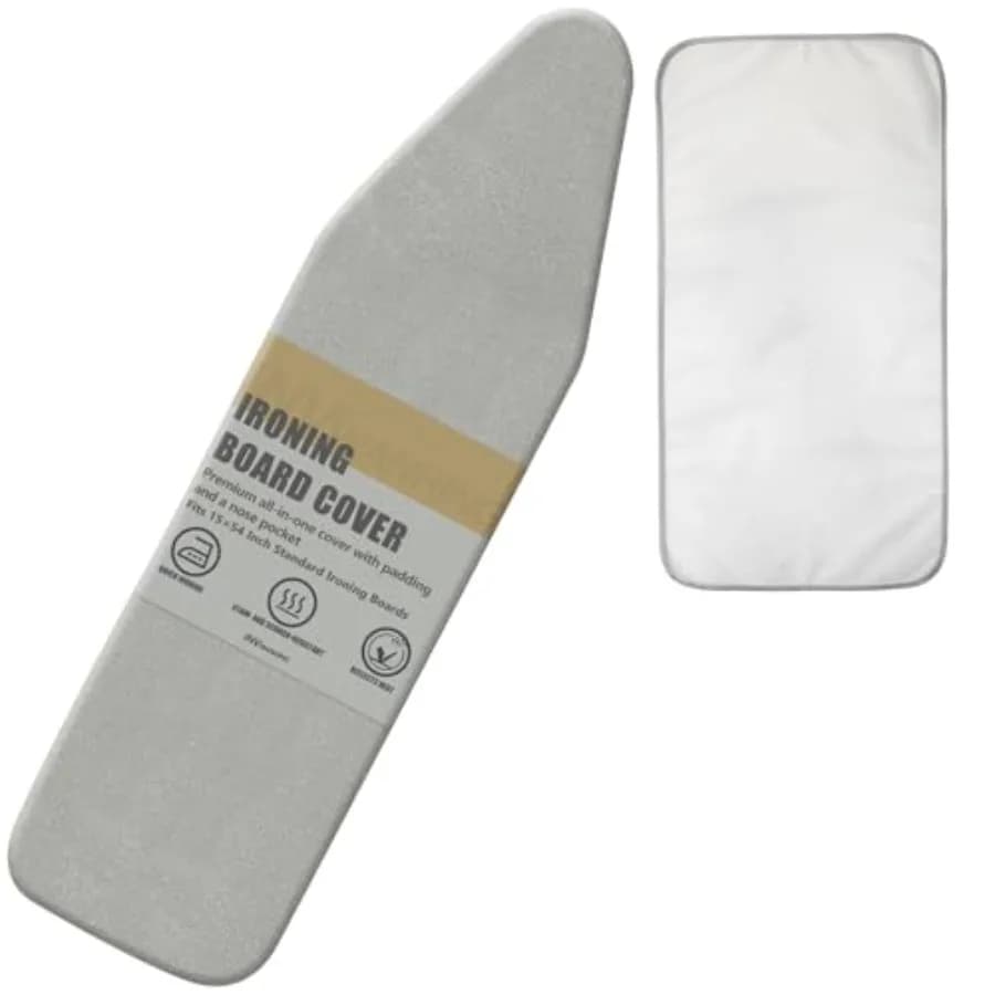 Ironing Board Cover and Pad, 15 x 54 Inch Standard Size, Extra Thick Padding, Silicone Coated Surface, Scorch and Stain Resista