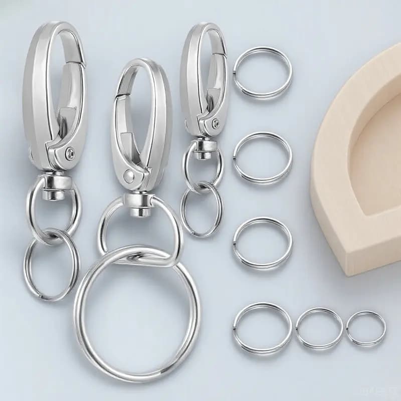Set of 1 Clip for Collar ID plate, Small Metal Mesh for Domestic Animals, in Zinc Alloy, Lightweight, Rust Resistant, with Matched Rings