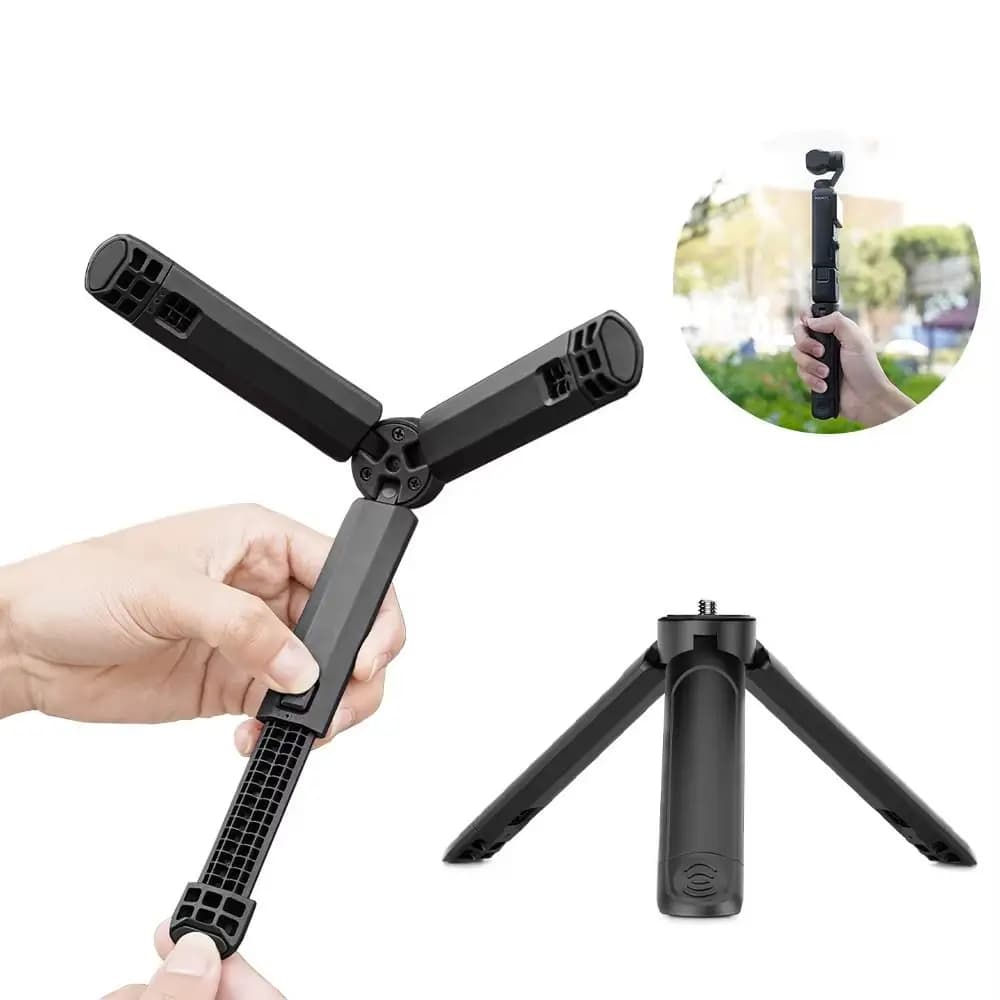 Extended Mini Tripod Durable Stable Video Tripod Stand With 1/4 Screw Handle Grip for DJI Osmo Pocket 3/Insta360 X5/X4