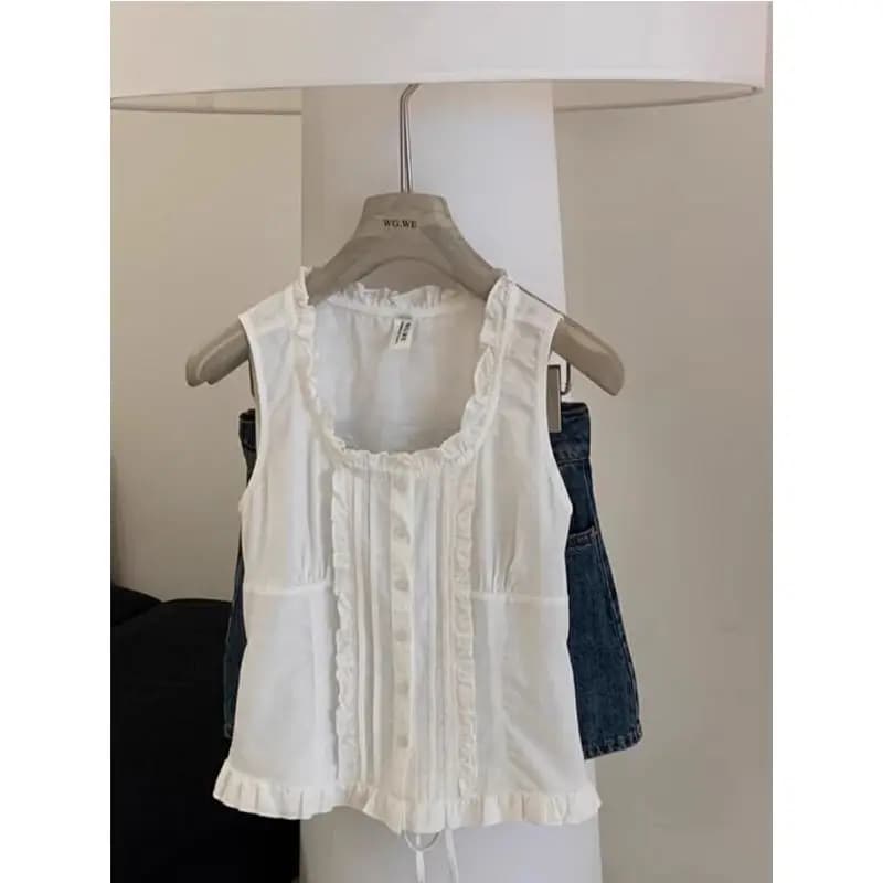 Splendido Top Gilet con Lacci in Vita da Donna, Abbigliamento Estivo per Esterni, Camicia Corta Senza Maniche dal Design Sensazionale, Pezzo Superiore