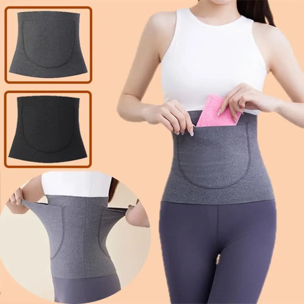 Cintura termica con doppia tasca Cintura modellante per lo stomaco caldo anti-freddo Intimo da donna elastico Strumento magico per riscaldare la pancia della zia