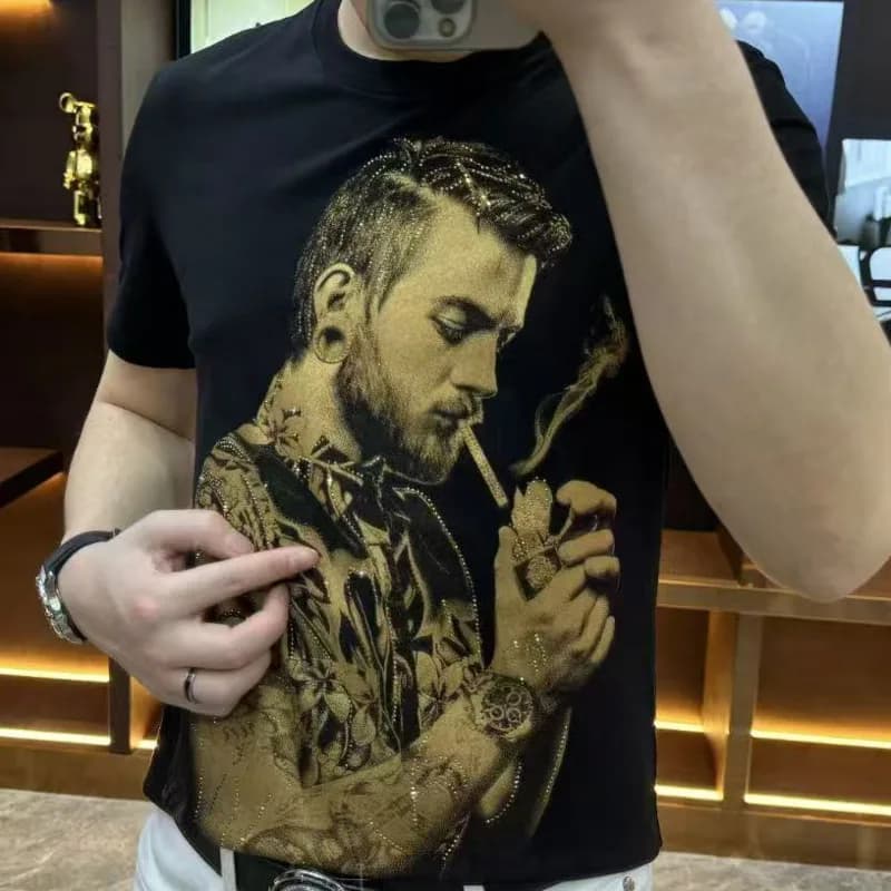Maglietta da uomo di lusso elegante slim fit a maniche corte per uomo Moda Abiti da club sociali Maglietta Harajuku Homme Abbigliamento firmato